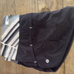 Black and Gray Striped Athletic Skirt